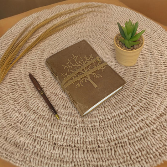 Vintage Handmade Leather Bound Personal Beautiful Journal with embose tree